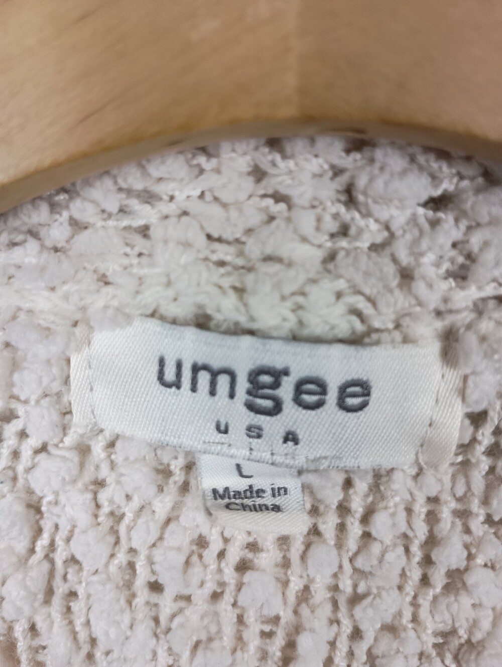 Umgee Cardigan Large Cream Popcorn Knit Oversized Open Boyfriend Dolman Sleeve - Picture 6 of 7